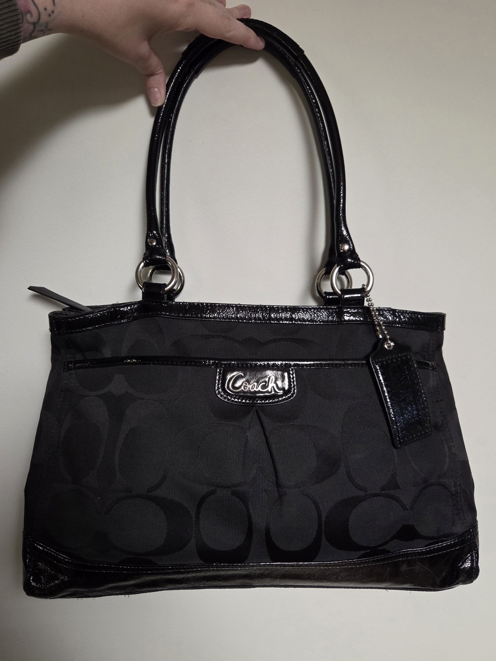 Coach 'Park' Carryall Signature Shoulder Bag - Black